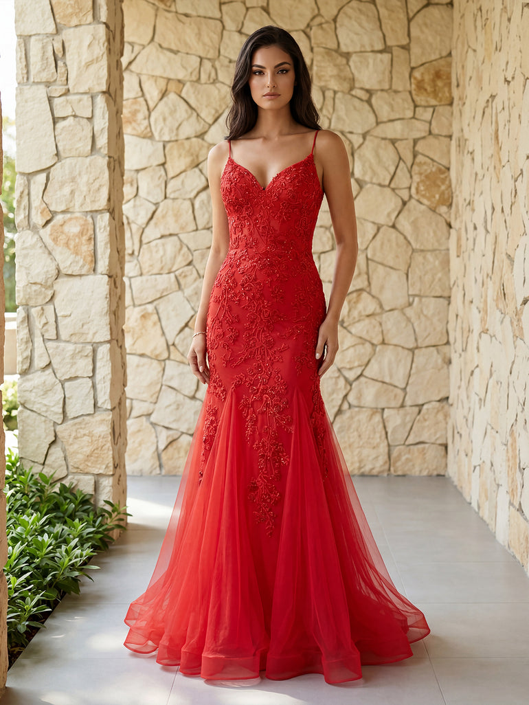 Red Mermaid Prom Dress